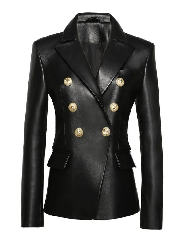 Chaqueta de cuero brillante
